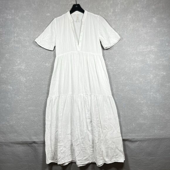 Anthropologie Dresses & Skirts - Anthropologie Dress XXS White Gauze Tiered Babydoll Cottage Core Short Sleeve
